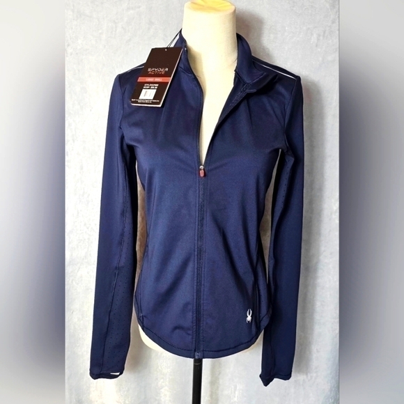 🆕Spyder Active Womens Full Zip Navy Track Jacket NWT $88 Size Small - Picture 1 of 14